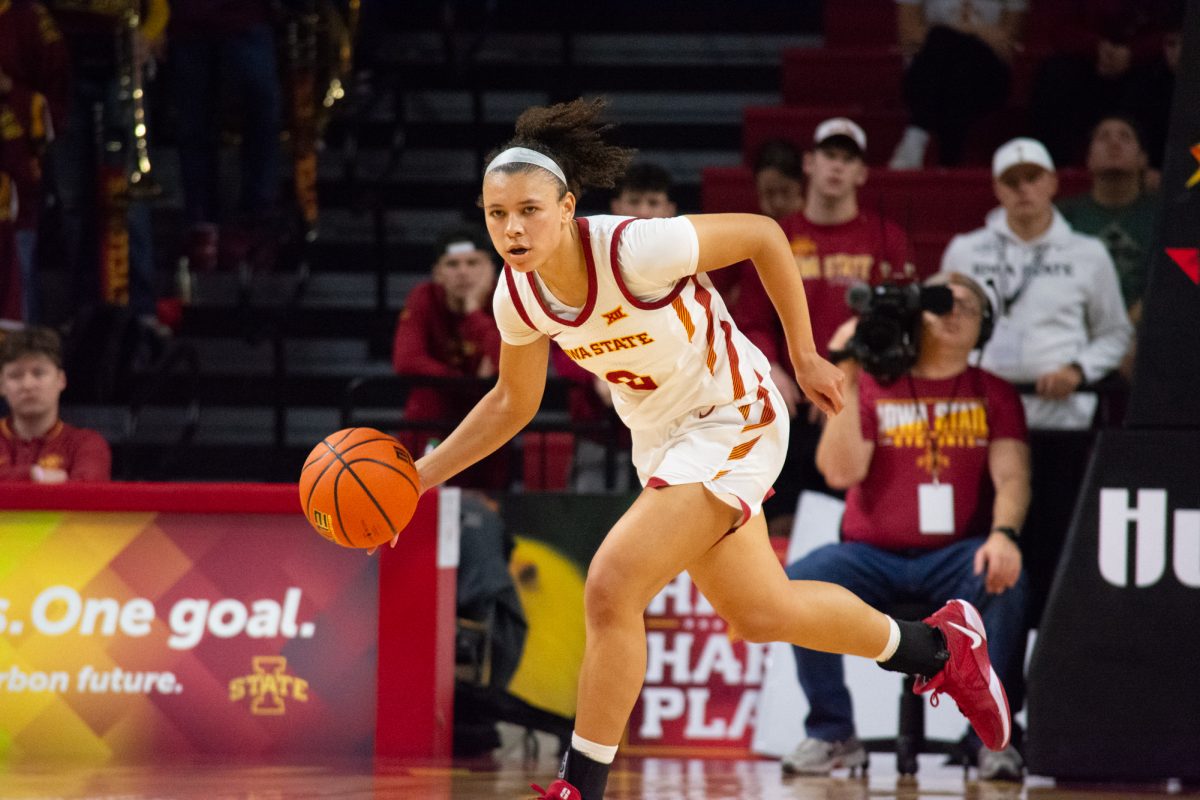 Arianna Jackson (2) runs down the court during the game vs. Southern University, Hilton Coliseum, Ames, Iowa, Nov. 10, 2024.