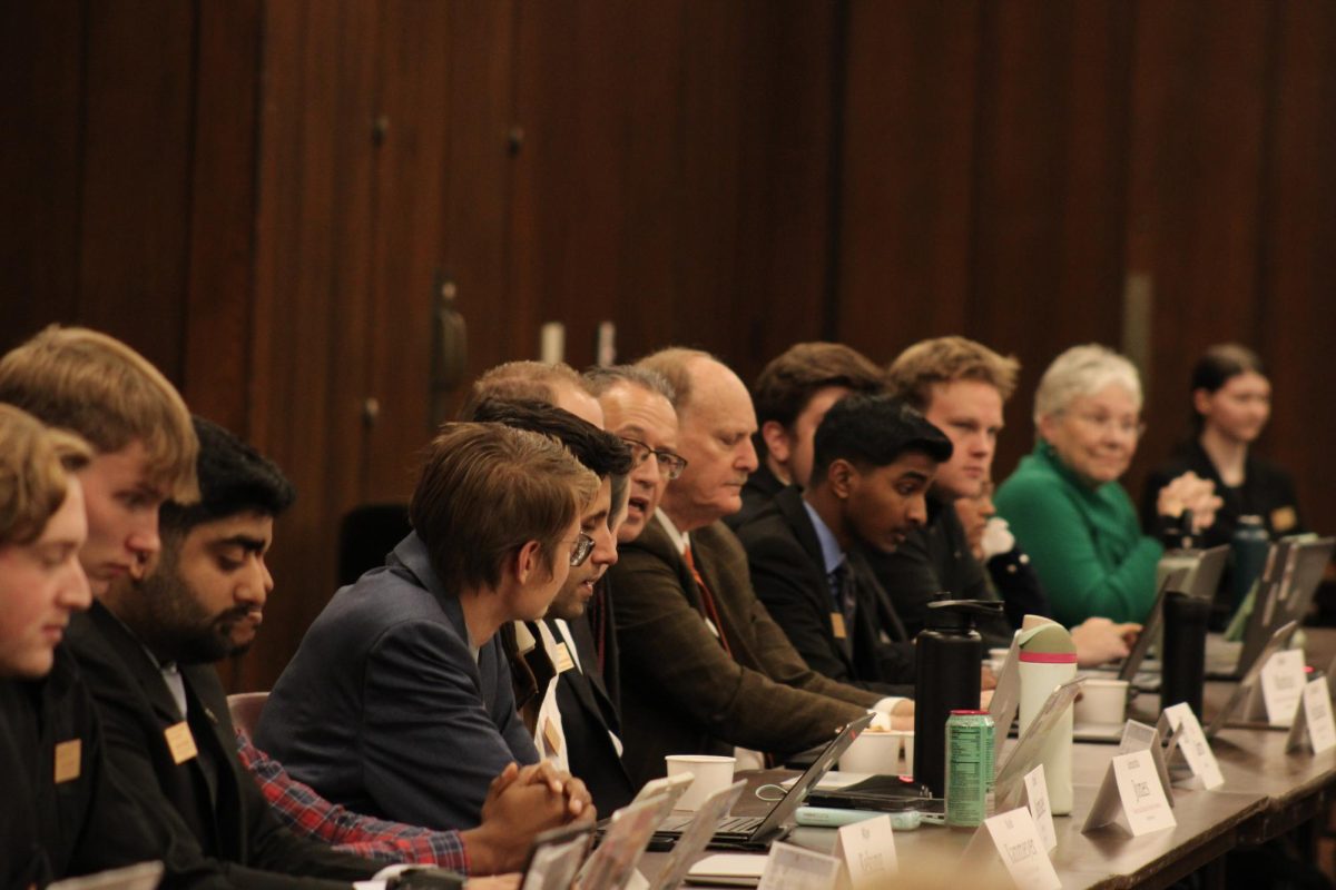 In the Memorial Union Sun Room, City Council and Iowa State Student Government meet to discuss recent concerns in the city of Ames, Iowa, Nov. 20, 2024.