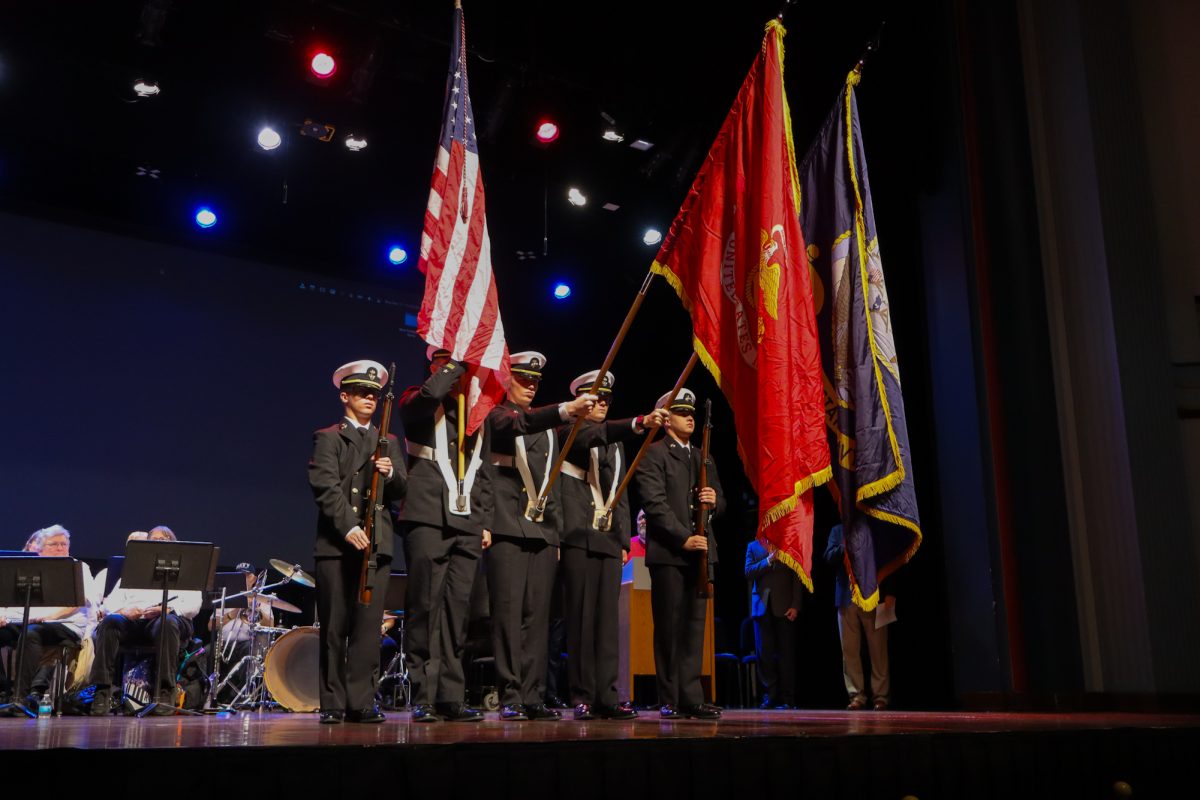 Iowa State University ROTC presents colors to the crowd for Veterans Day. Nov. 11, 2024.