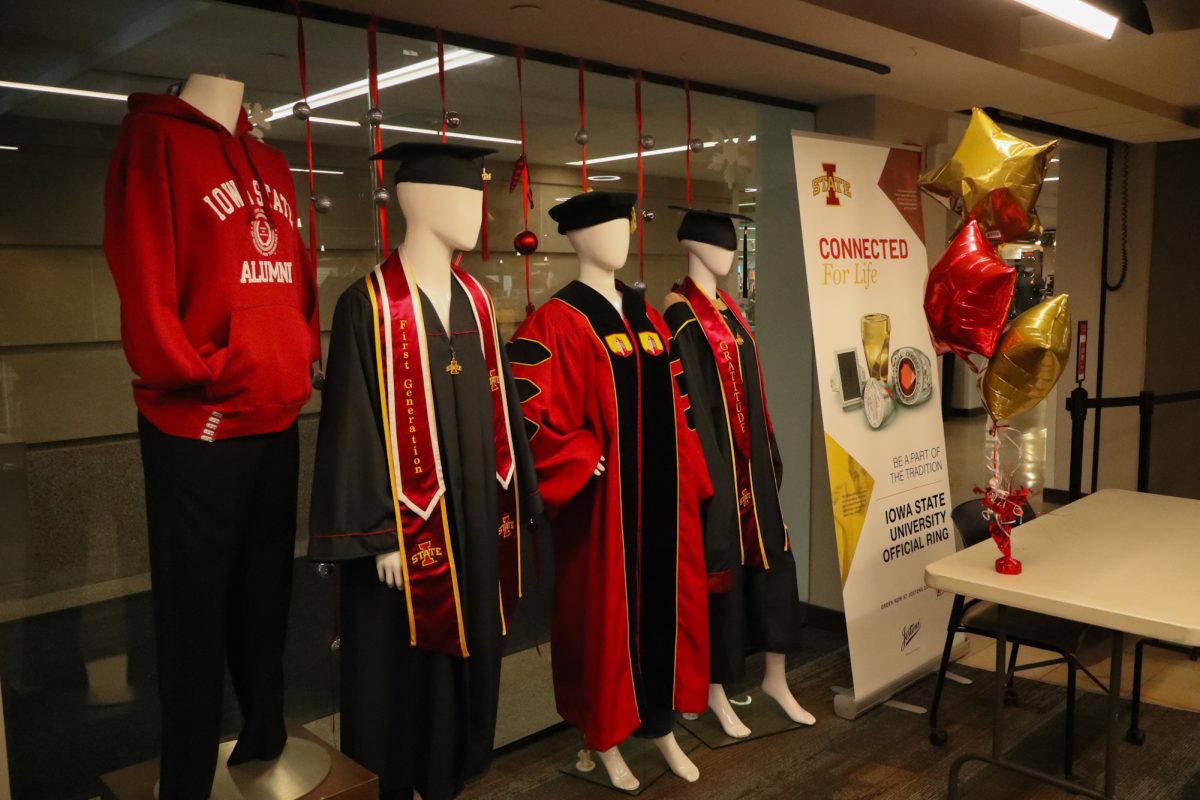 A front view of the graduation display at the ISU book store, taken on November 11, 2024 in Ames, Iowa