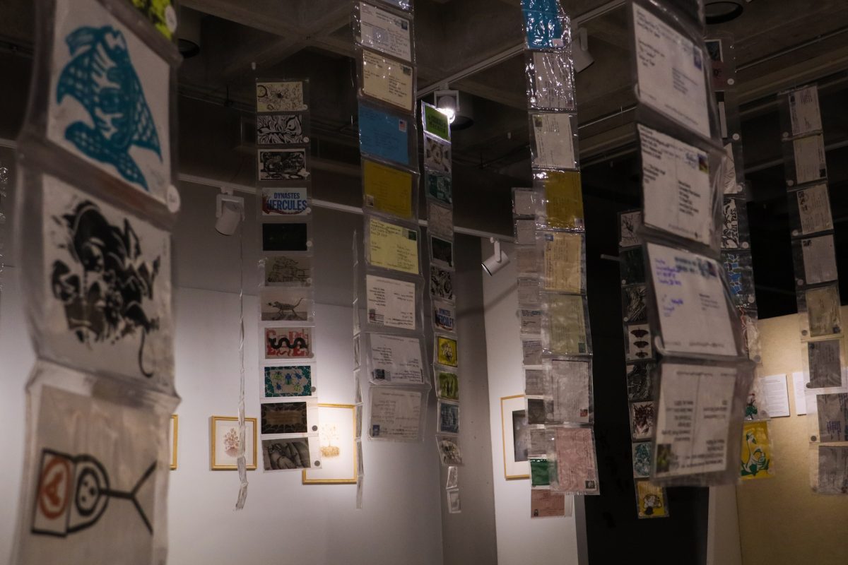 The postcard collection peacefully shown in gallery 181, taken at the College of Design, Ames, IA, on November 8, 2024