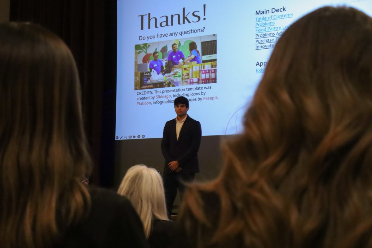 Miguel Bojoquez, Andrew Holtz, and Antonio Reyes-Muñoz take questions from the judges, taken on November 19, 2024 in the Memorial Union, Ames, IA.