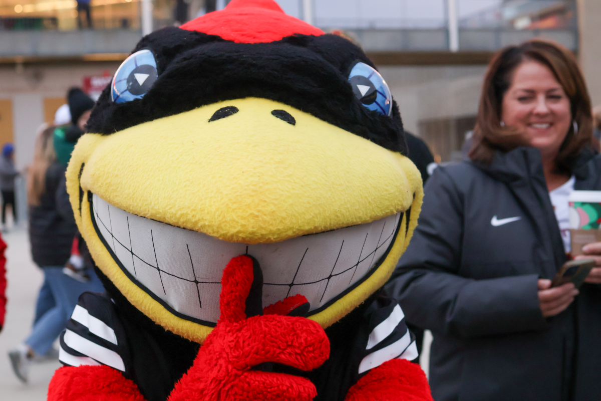 Cy at the Spirit Walk out side of Jack Trice Stadium, Nov. 16, 2024.