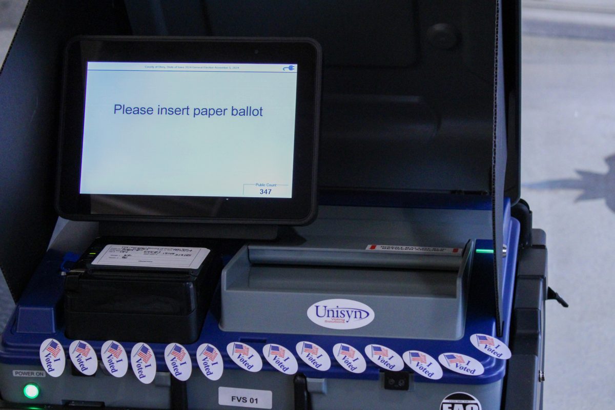 The machine where students place their ballots in, Ames, Iowa, Nov. 5, 2024.