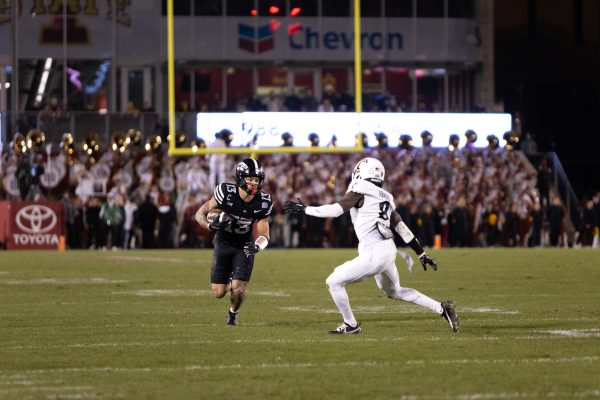 Jaylin Noel (13) runs after catching the ball during the Iowa State Cyclones and Cincinnati Bearcats game in Ames Iowa on Nov. 16, 2024.