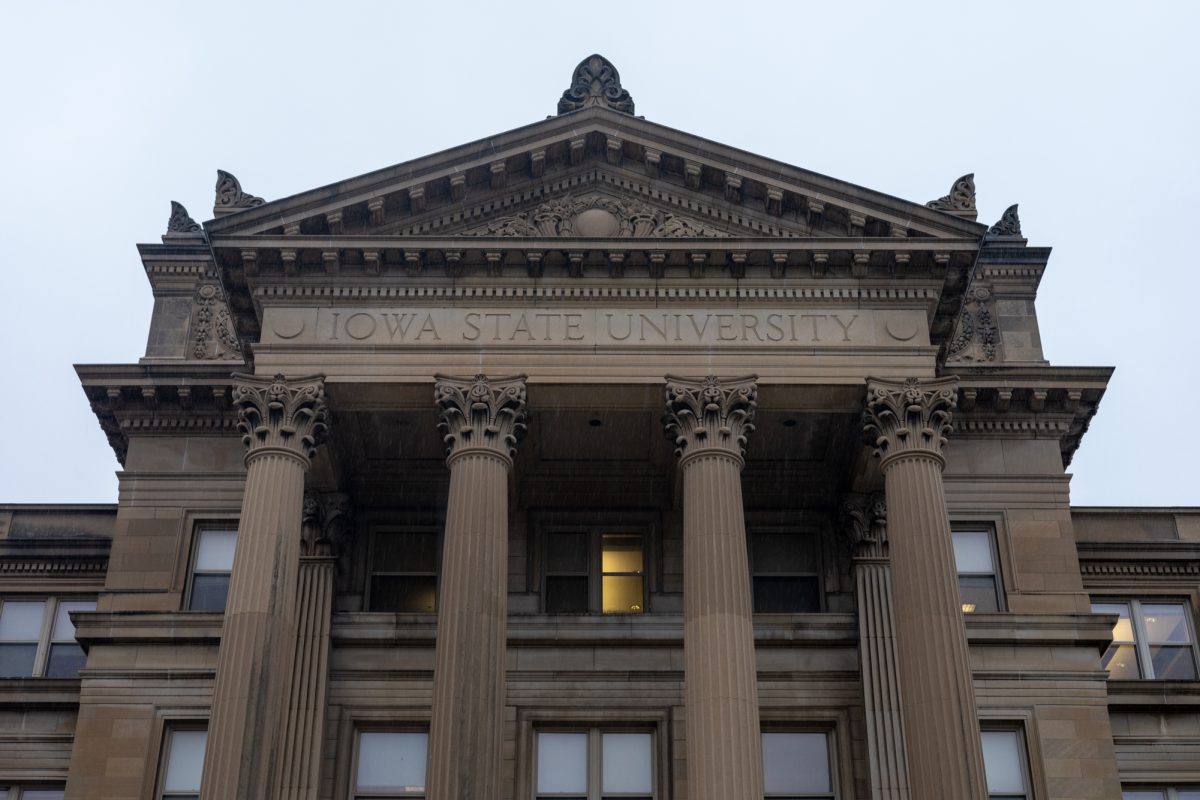 The top of Beardshear Hall in Ames Iowa on Nov. 18, 2024.