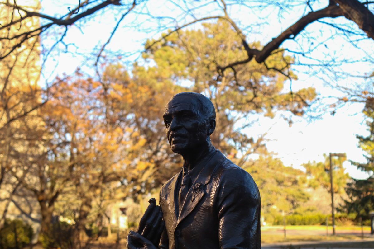 Close up on the George Washington Carver statue taken at Carver Hall in Ames, Iowa, on December 8 2024.