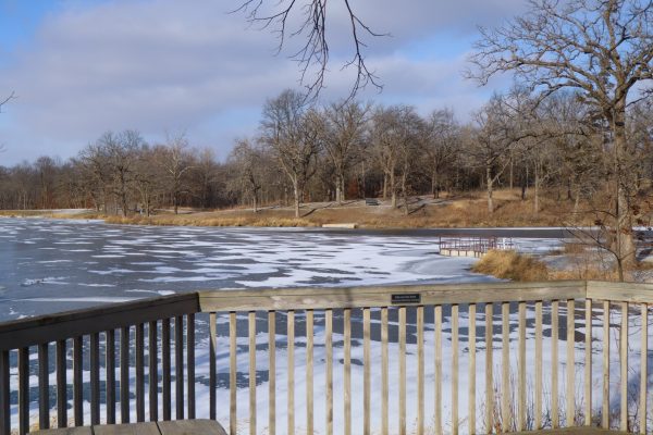 A overlook of McFarland Lake during a cold afternoon, taken at McFarland Park, outside of Ames, IA, on December 11 2024.