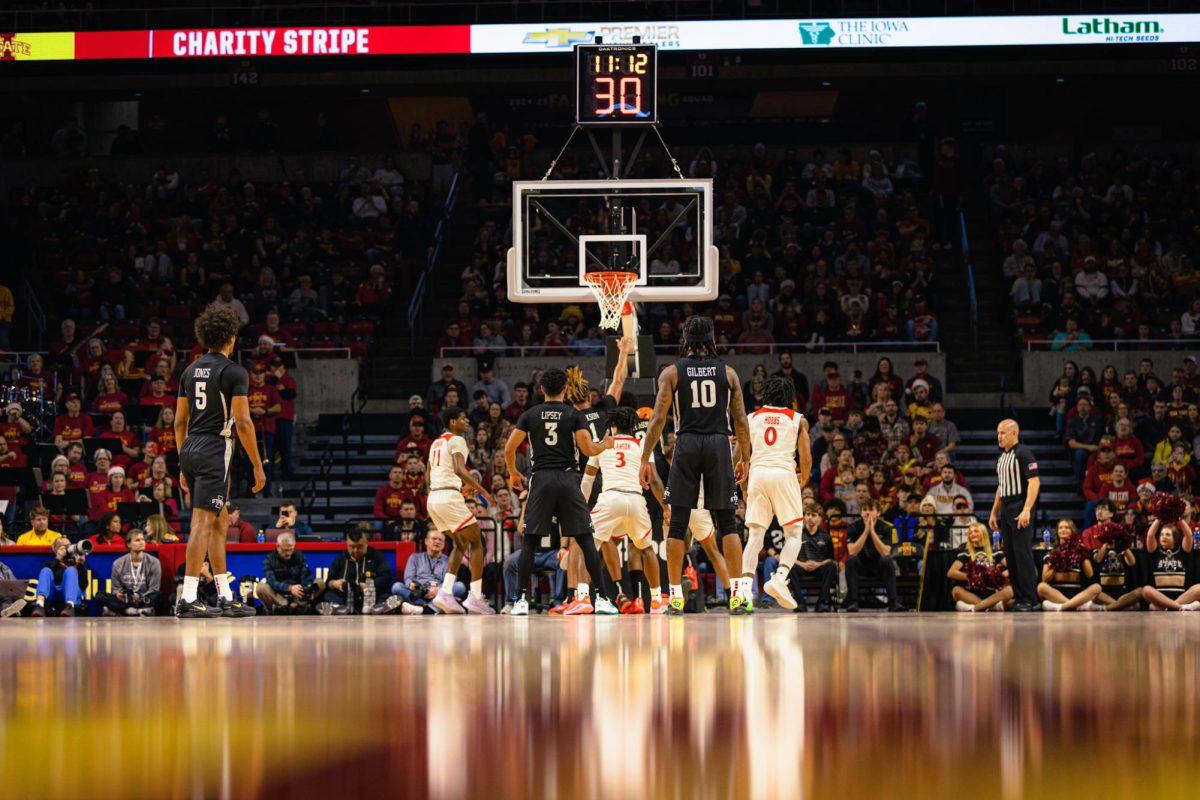 The Iowa State men's basketball team during the Morgan State University NCAA men's basketball game at Hilton Coliseum on Sunday, Dec. 22, 2024, in Ames, Iowa.