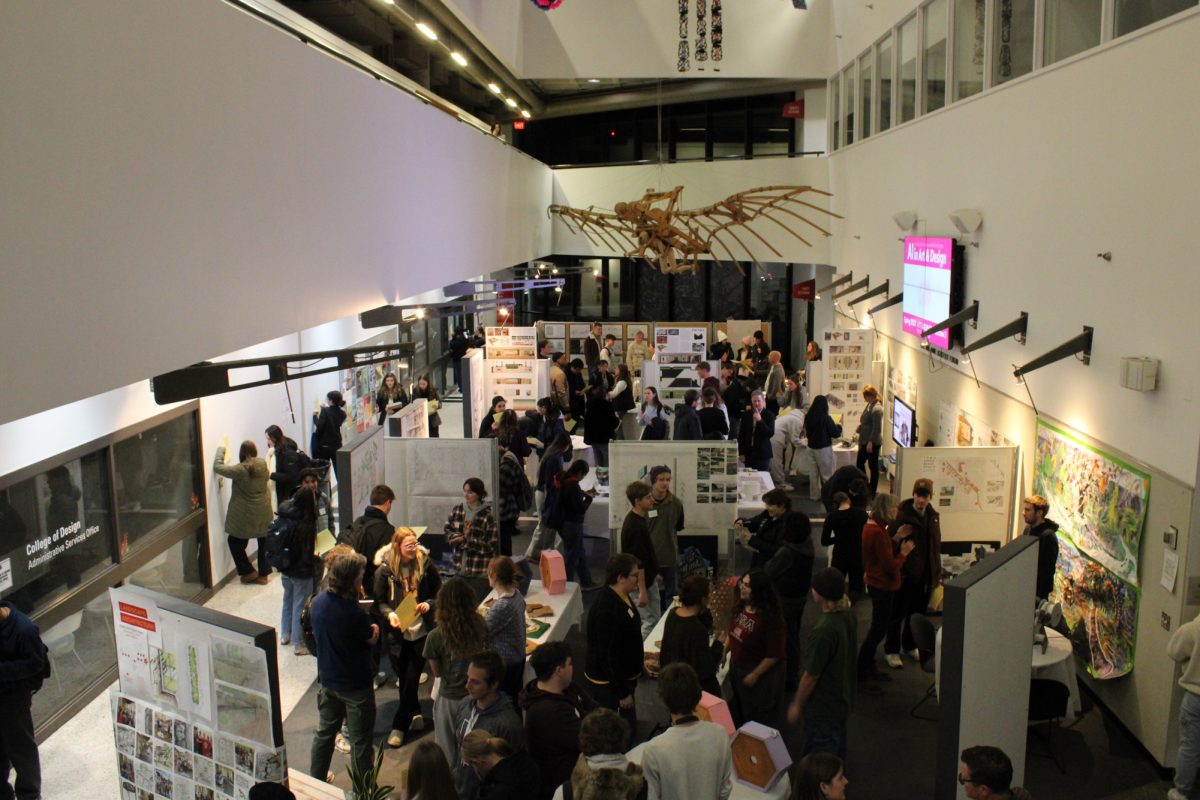 Iowa State students at the College of Design Program Night, Ames, Iowa. Dec 3, 2024.