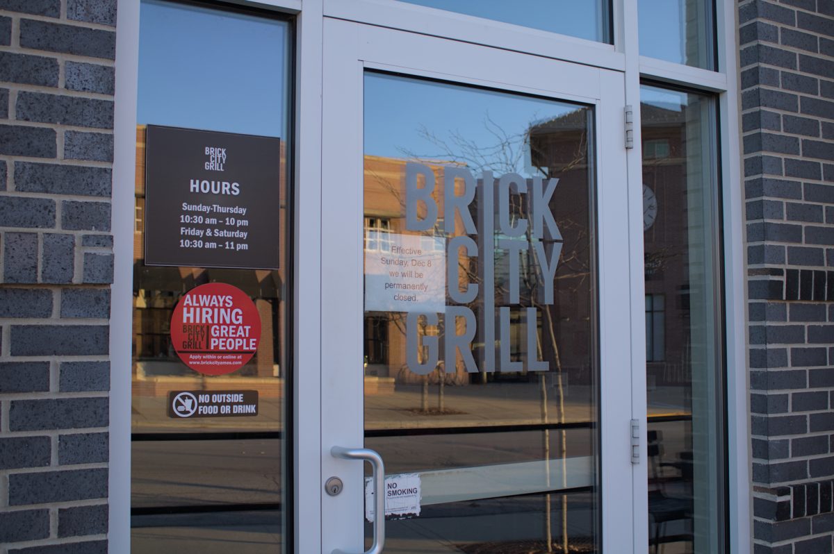 A notice of permanent close on a door at Brick City Grill on Stange Rd, Ames, Iowa, Dec. 9, 2024.