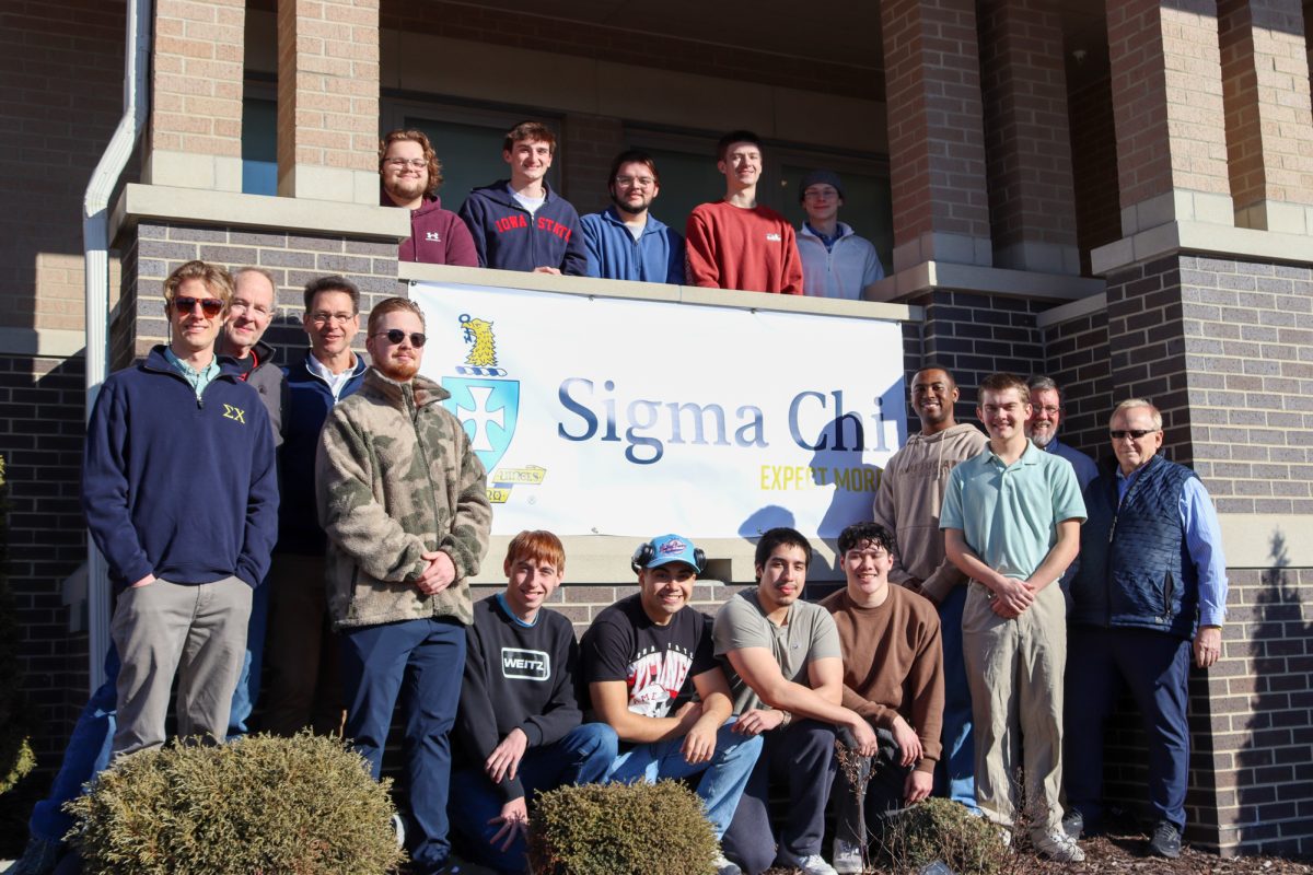 Sigma Chi alumni and current members. Iowa State's Sigma Chi fraternity house, Jan. 31st, 2025.