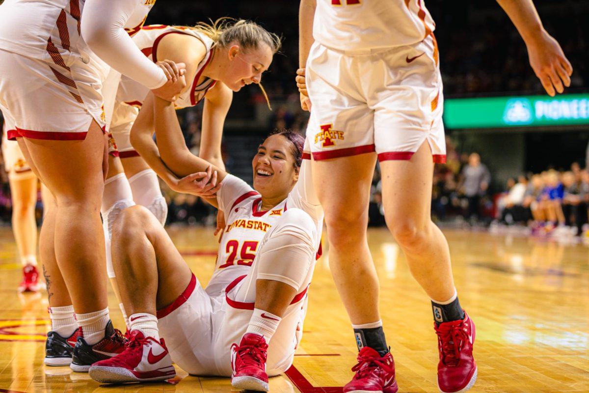 Sydney Harris (25) during the Iowa State vs. University of Kansas NCAA women's basketball game at Hilton Coliseum on Wednesday, Jan. 1, 2025, in Ames, Iowa.