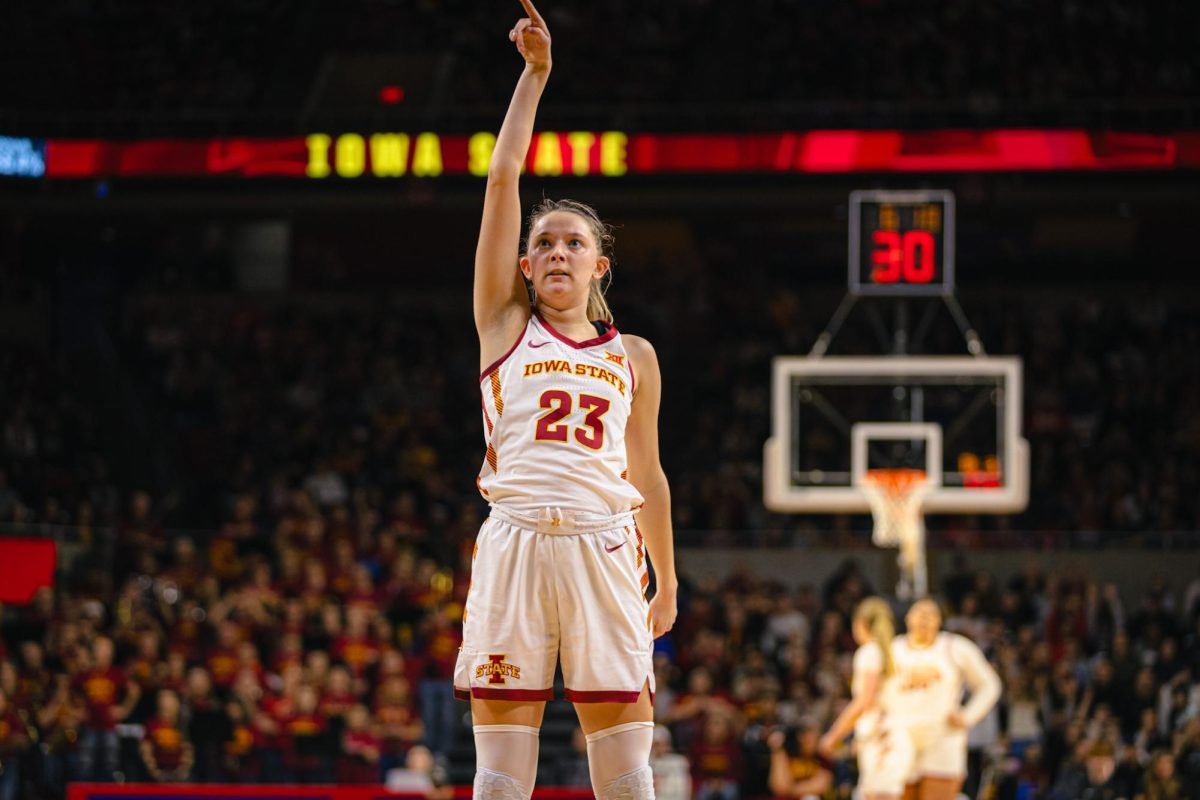 Kelsey Joens (23) during the Iowa State vs. University of Kansas NCAA women's basketball game at Hilton Coliseum on Wednesday, Jan. 1, 2025, in Ames, Iowa.