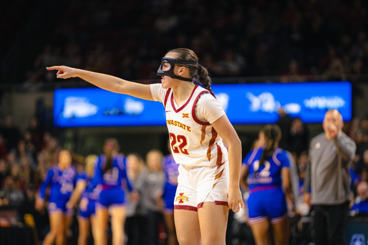 Reagan Wilson (22) during the Iowa State vs. University of Kansas NCAA women's basketball game at Hilton Coliseum on Wednesday, Jan. 1, 2025, in Ames, Iowa.