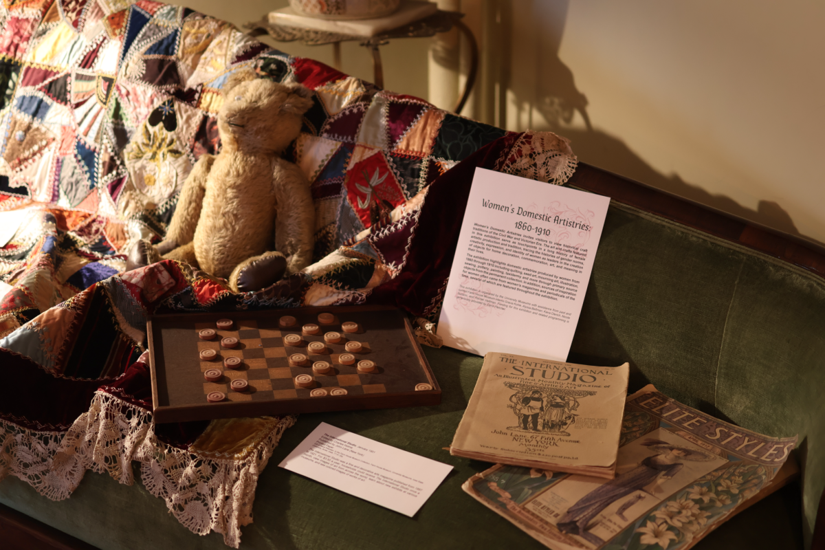 Artifacts from the "Women's Domestic Artistries" exhibit at the Farm House Museum, Feb. 5, 2025, Ames, Iowa.