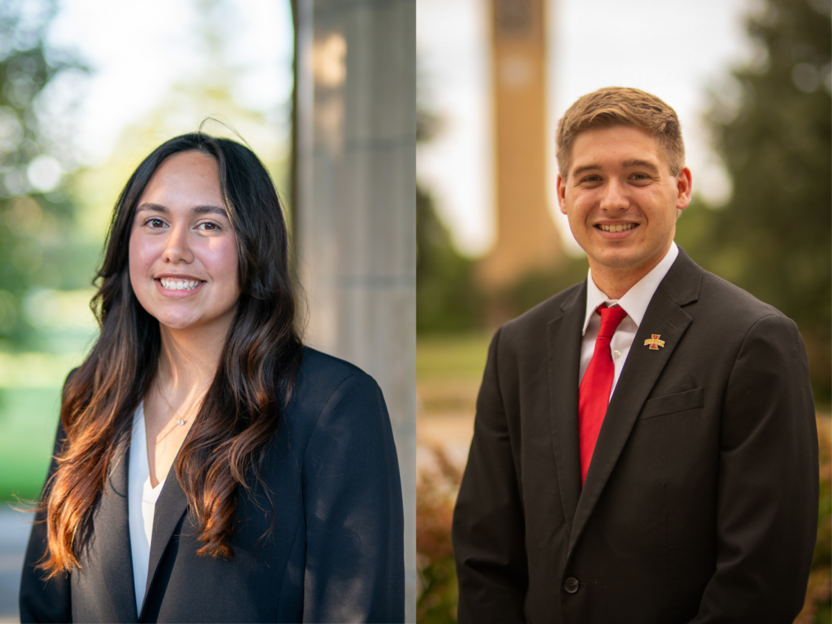 The two candidates running to represent the College of Liberal Arts and Sciences in the Student Government Senate are Sen. Ella Aiono-Dimoff and Director of Outreach Eric Gerdes. The candidates provided their photos.