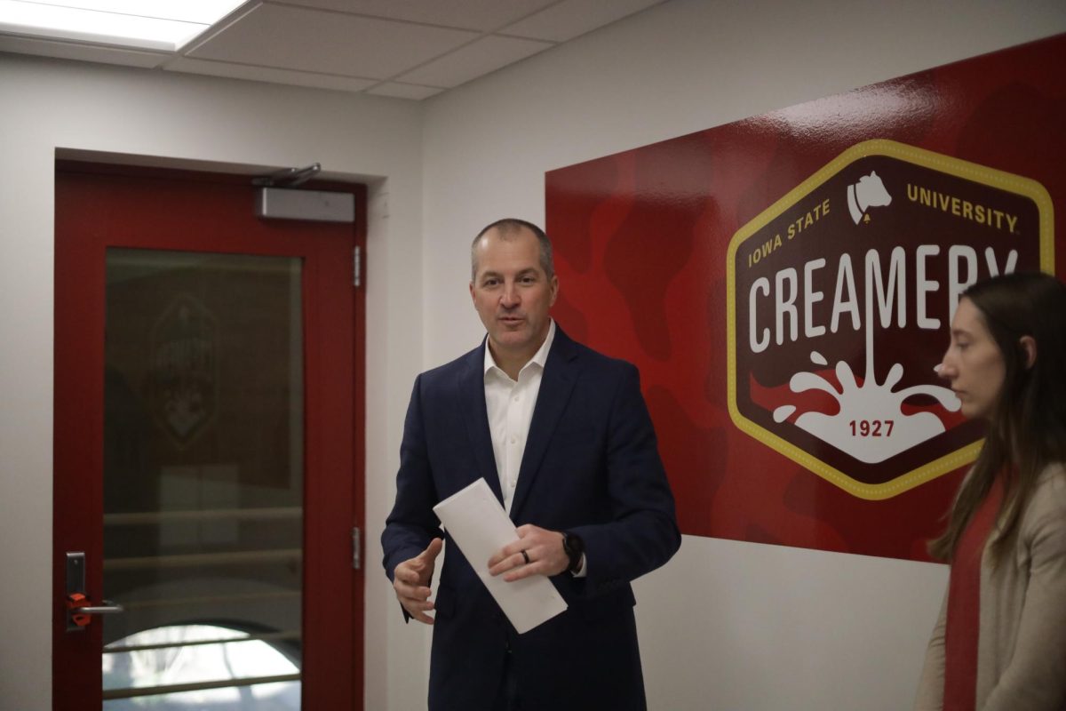 Iowa Secretary of Agriculture Mike Naig announces 15 Choose Iowa Dairy Innovation Grants at the Iowa State University Creamery on Wednesday, March 12, 2025, Ames, Iowa.