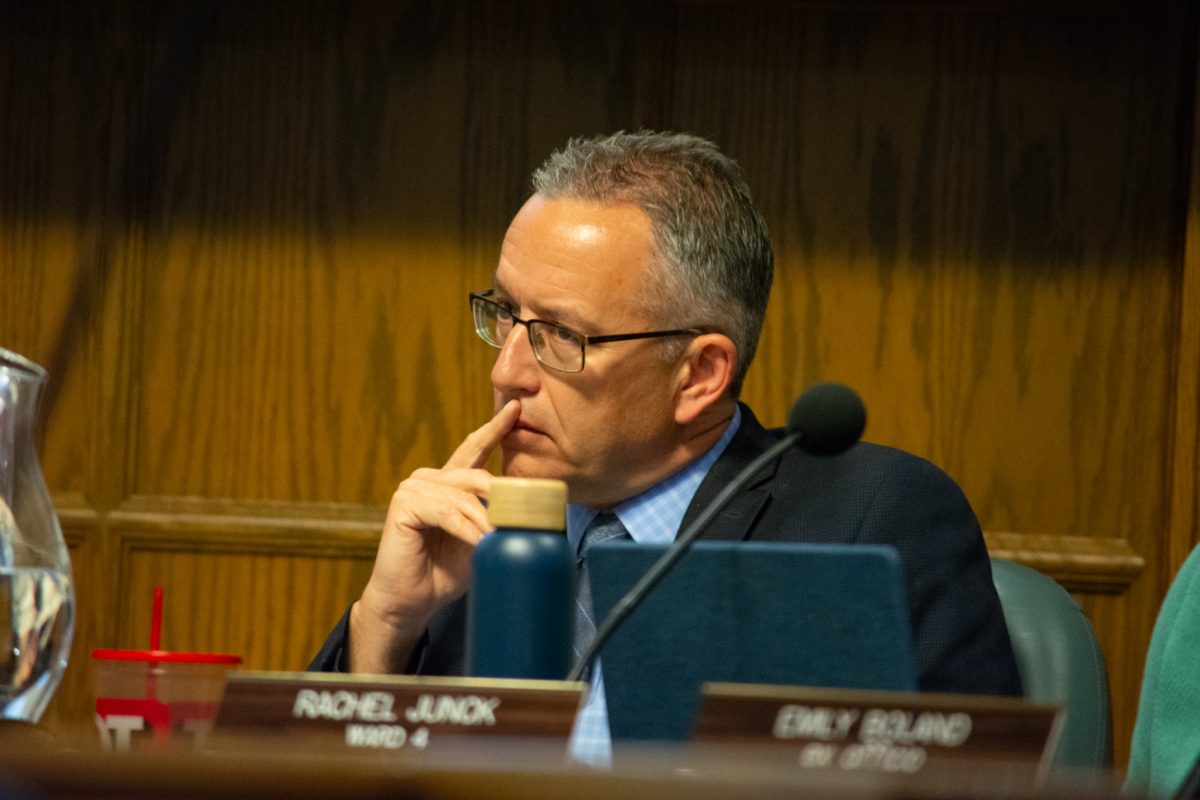 Ward 2 Rep. Tim Gartin during the Ames City Council Meeting on Mar. 25, 2025, Ames City Hall, Ames, Iowa.