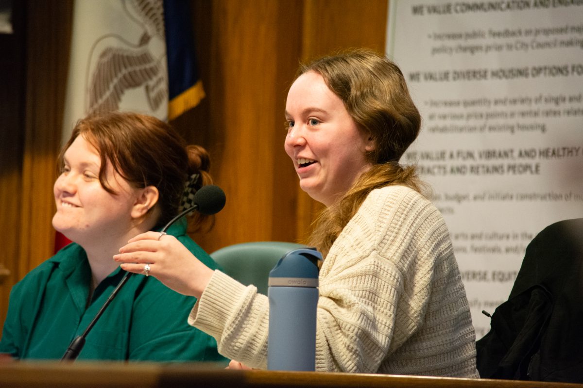 Ex-Officio Emily Boland at the Ames City Council meeting on Mar. 11, 2025, Ames City Hall, Ames, Iowa.