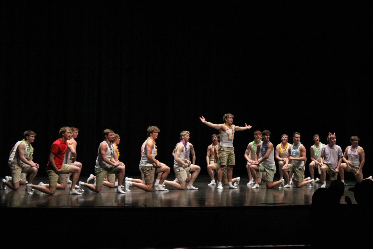 Alpha Gamma Rho during the lip sync rehearsal for Greek Week, Apr 1, 2025, Stephan's Auditorium, Ames, Iowa.