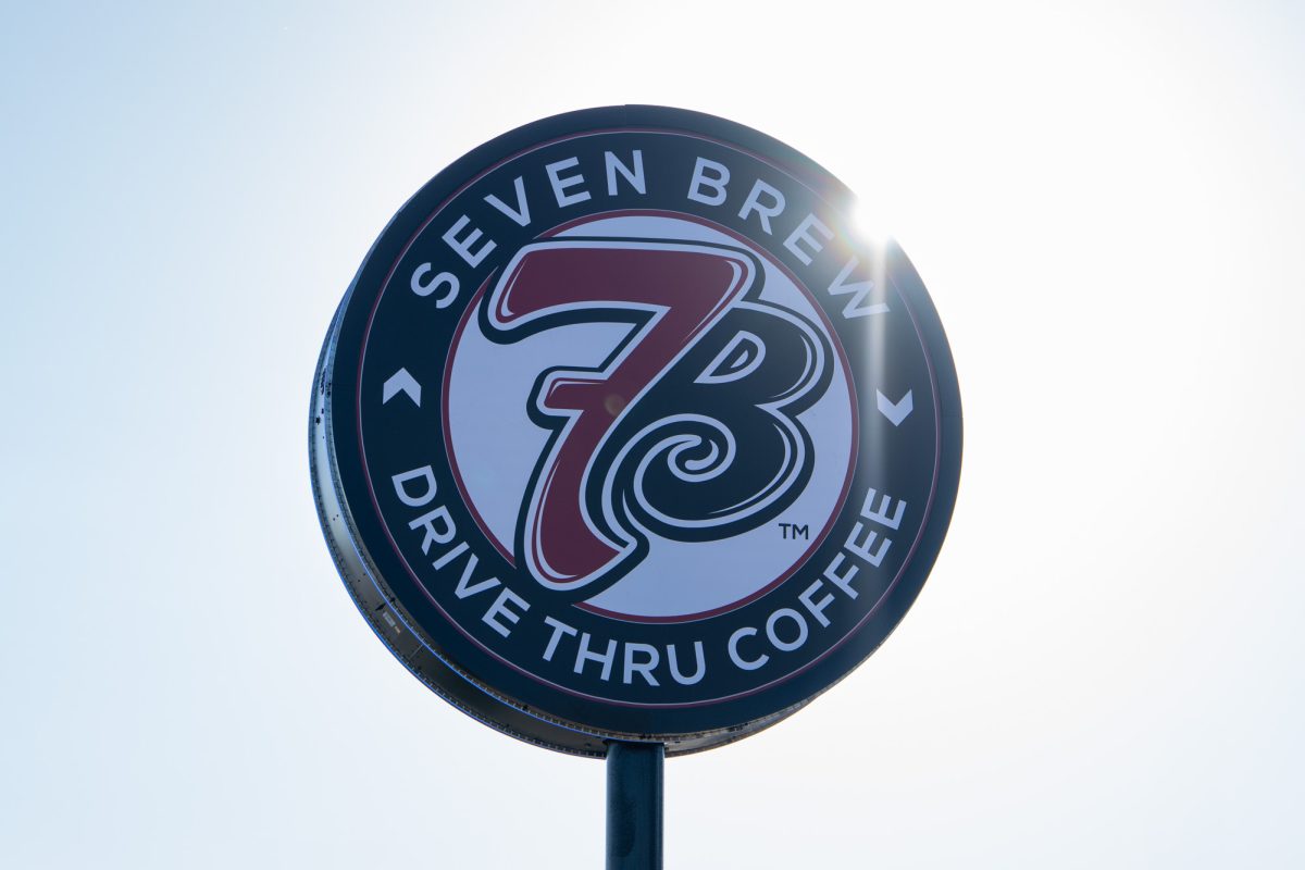 The 7 Brew Drive Thru Coffee storefront sign on July 2, 2025, 7 Brew Drive Coffee, Ames, Iowa.