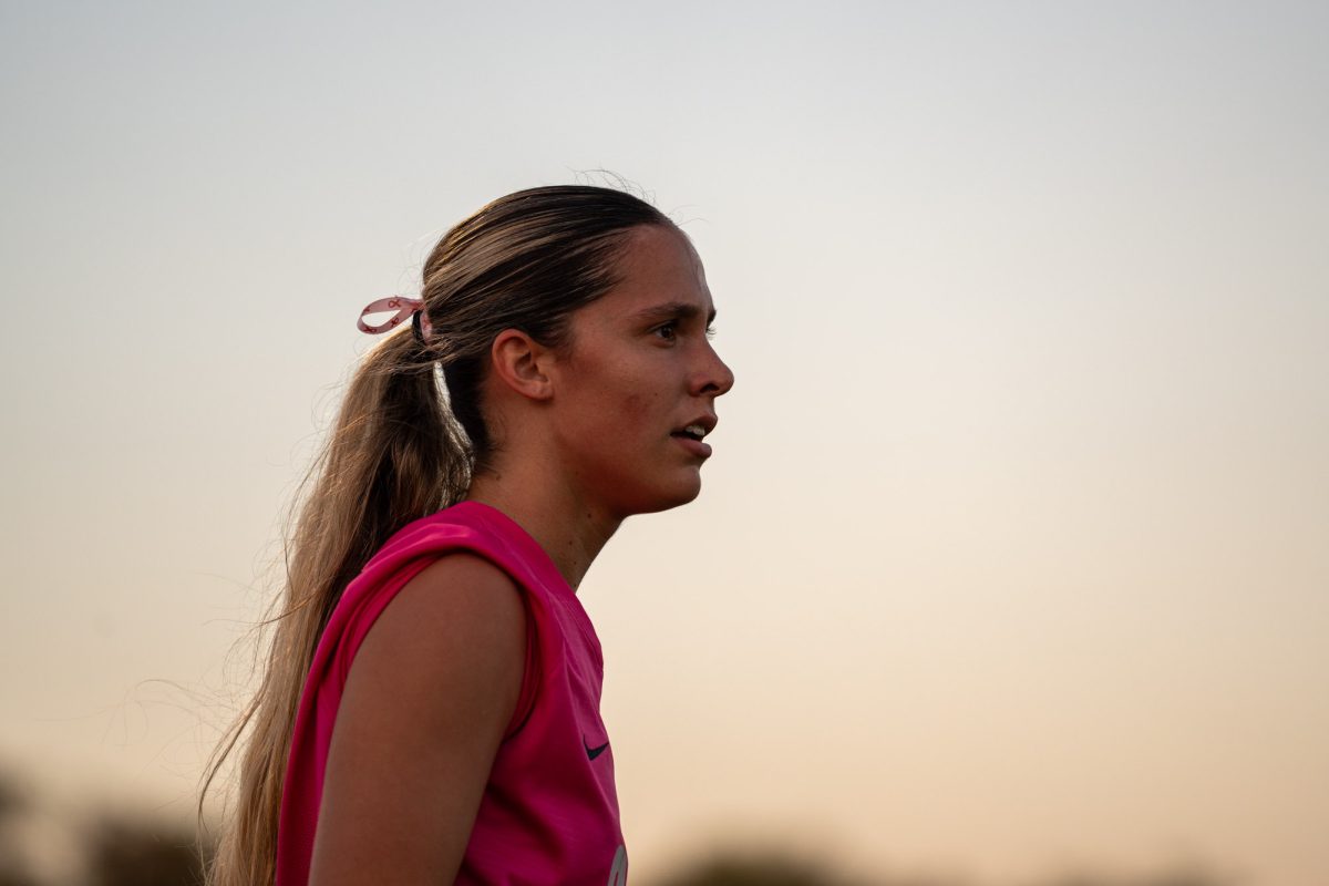 Iowa State forward Ella Ciardullo (21) looks on before a corner kick during the match vs. the University of Houston at the Cyclone Sports Complex, Ames, Iowa, Oct. 16, 2025.
