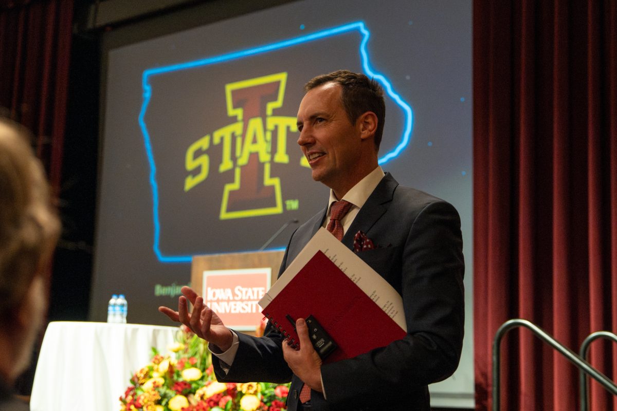 during his open forum at the Memorial Union, Ames, Iowa, Nov. 5, 2025.