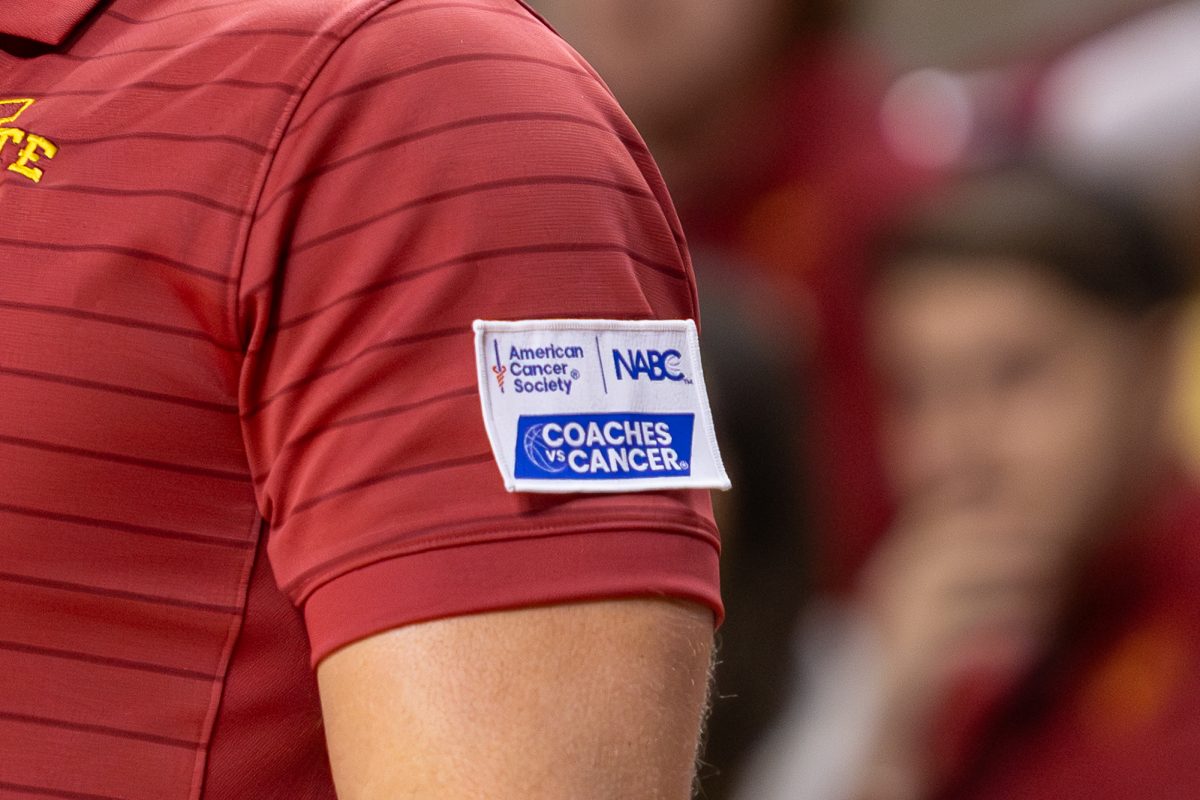 Iowa State basketball Head Coach, T.J Otzelberger, wore a "Coaches vs. Cancer" patch during the men's basketball game vs. The University of Colorado at Hilton Coliseum in Ames, Iowa, Jan. 29, 2026.