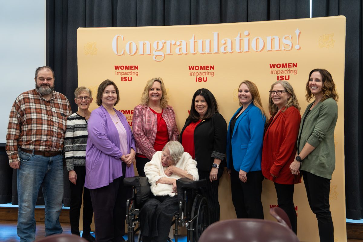 The honorees features in the 2026 Women Impacting ISU Calendar at its unveiling at the Memorial Union in Ames, Iowa, Feb. 6, 2026.