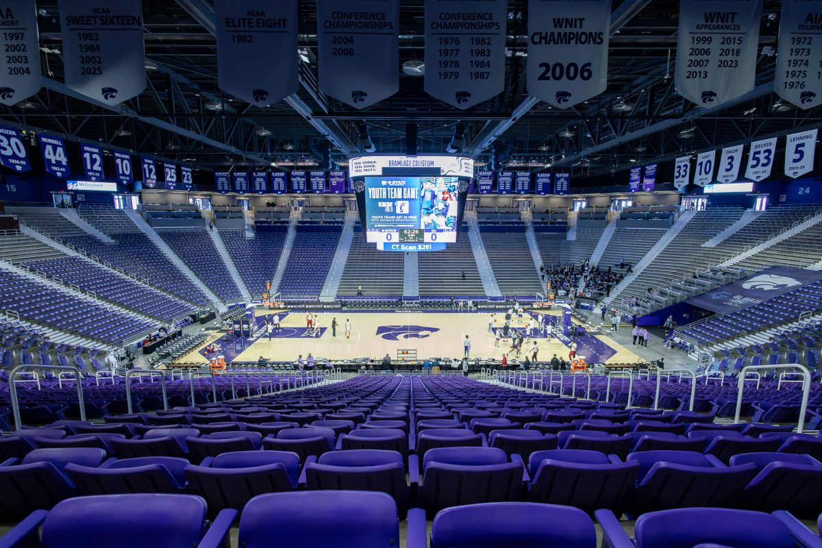 Bramlage Coliseum sits empty before the men's basketball game vs. Kansas State in Bramlage Coliseum in Manhattan, Kansas, Feb. 1, 2026.