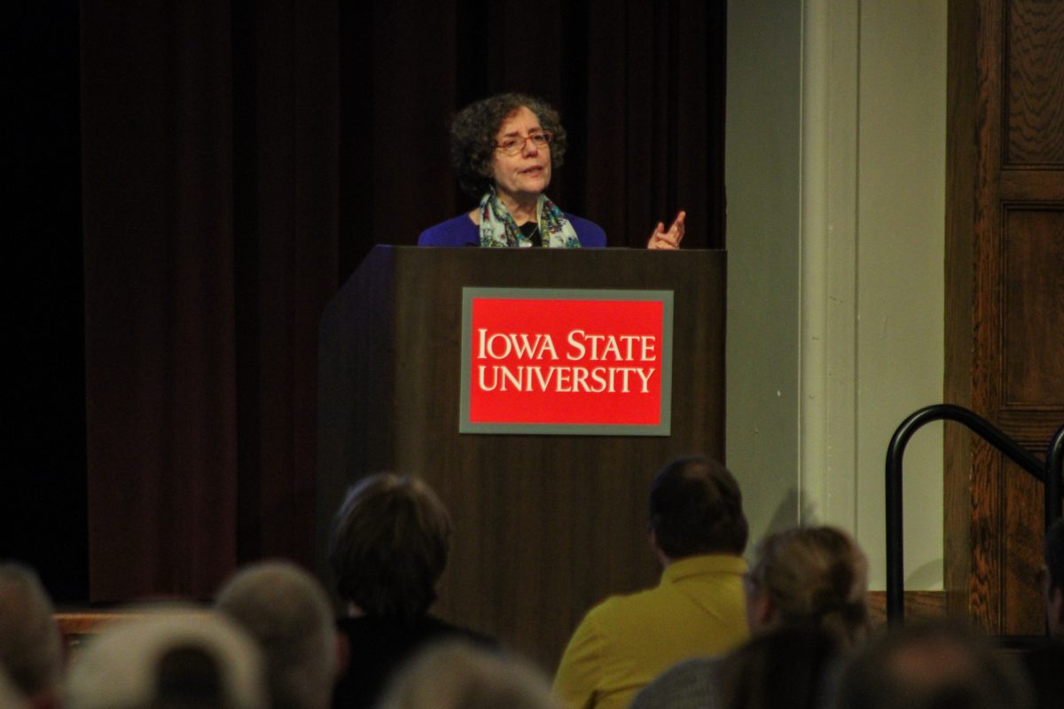 Elaine Weiss, author of 'Spell Freedom: The Underground Schools That Built the Civil Rights Movement,' speaking about the stories within her book in the Great Hall of the Memorial Union, Ames, Iowa, March 4, 2026.