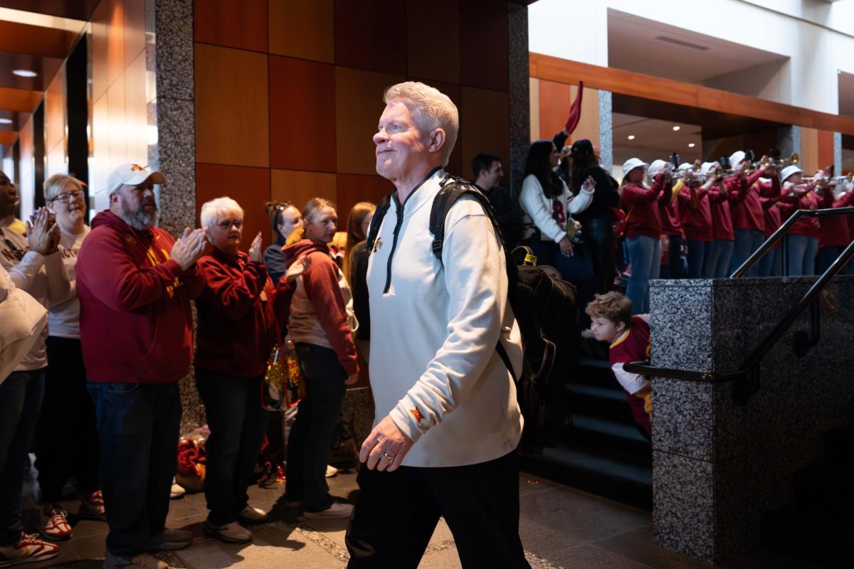 Head coach, Bill Fennelly, taking in all the fans at the Iowa State team send-off at Marriott Downtown, Kansas City, Missouri, March 5, 2026.