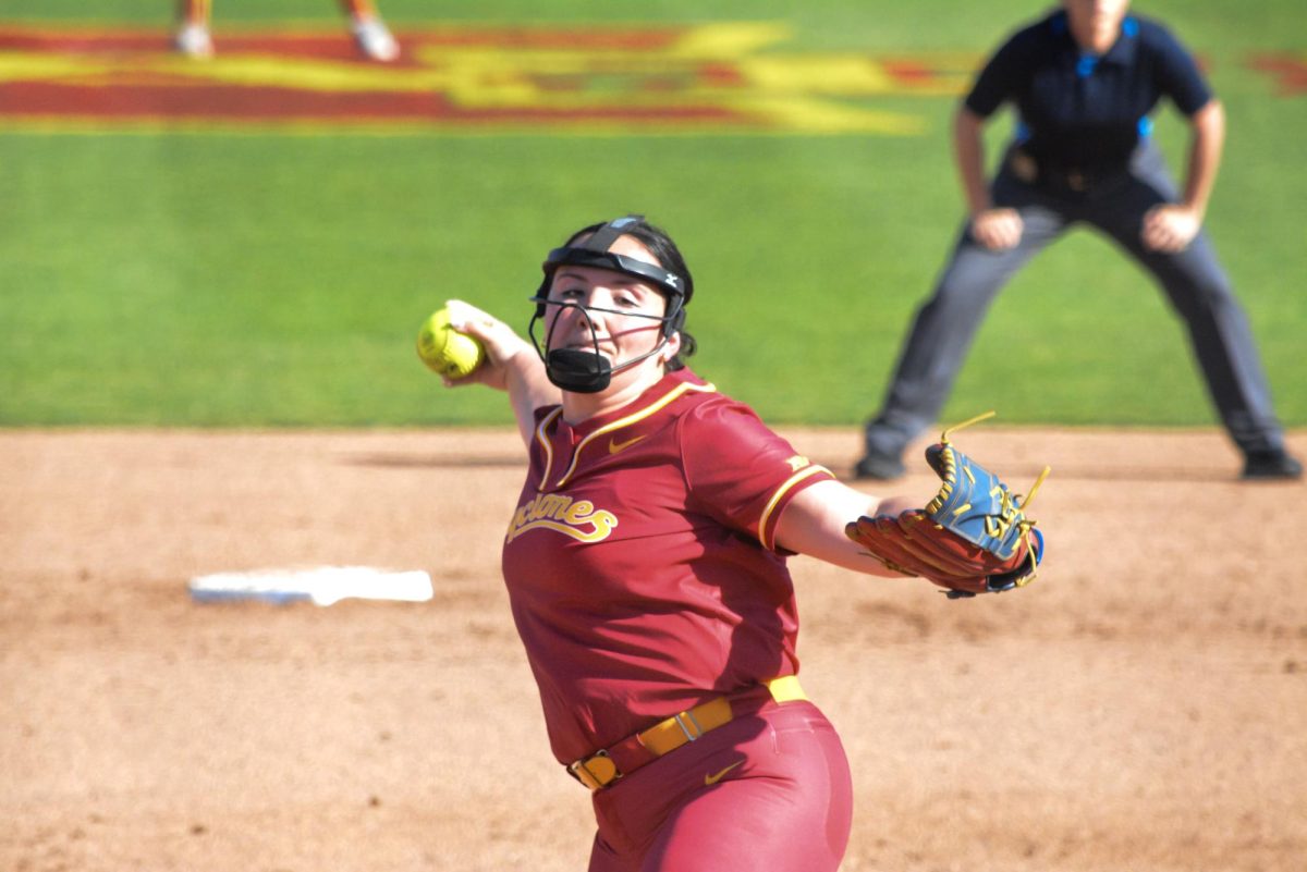 Lauren Schurman (88) pitching the ball during the Iowa State vs. Iowa softball game at Cyclone Sports Complex, Ames, Iowa, April 21, 2026.