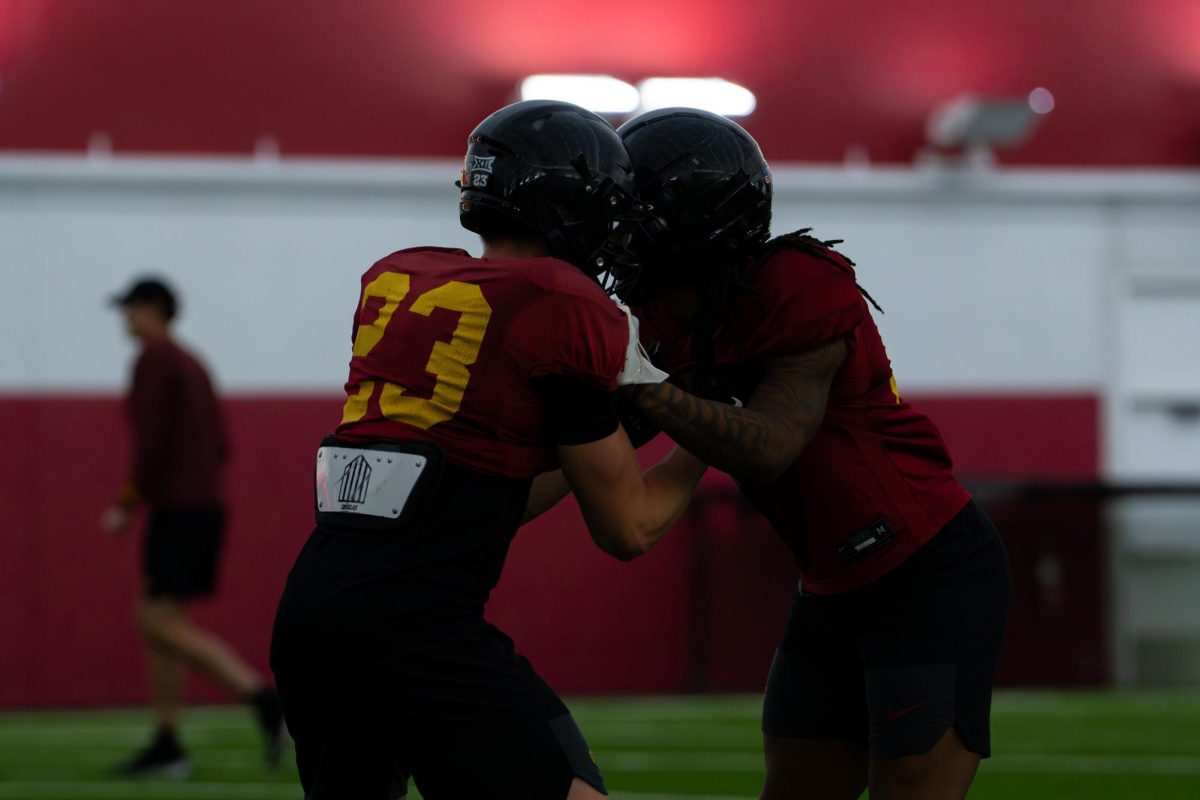 Wide Receiver Carson Robbins practicing at open practice, Bergstrom Football Complex, Ames IA, April 7, 2026.