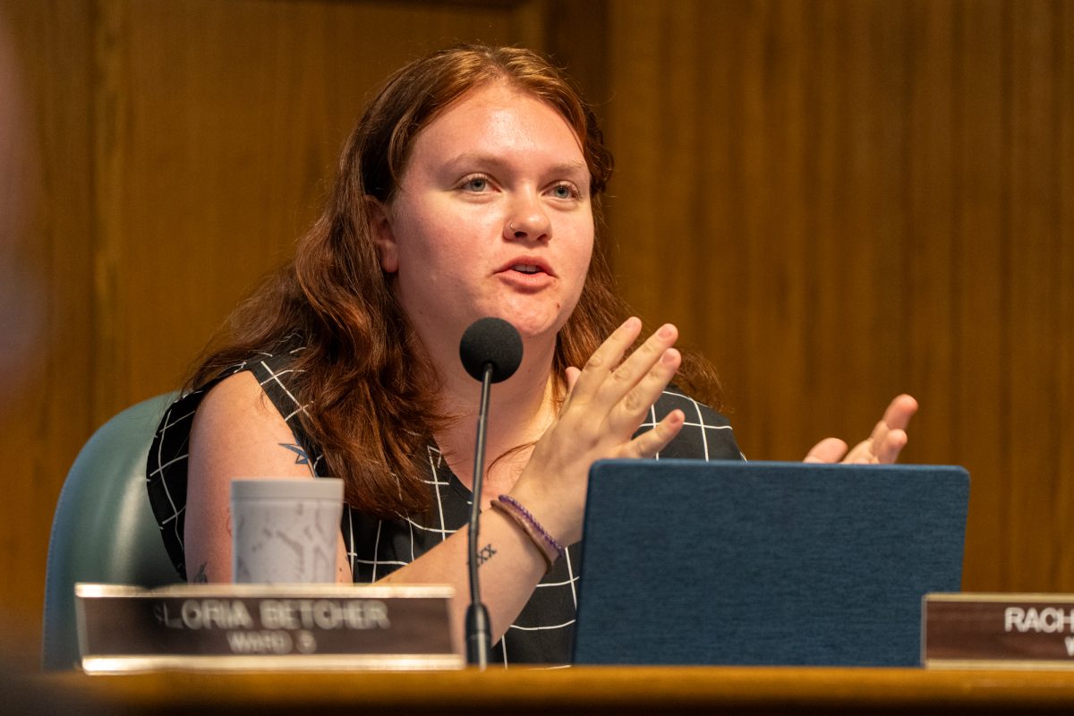 Ward 4 Rep. Rachel Junck during the regular meeting of The Ames City Council at Ames City Hall in Ames, Iowa, June 23, 2026.
