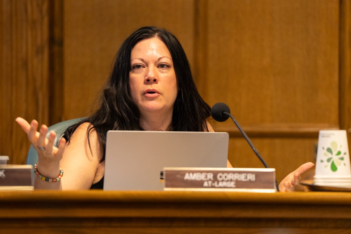 At-Large Rep. Amber Corrieri during the Ames City Council meeting at Ames City Hall in Ames, Iowa, July 14, 2026.