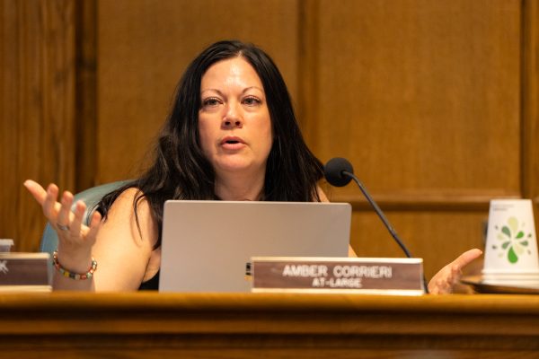 At-Large Rep. Amber Corrieri during the Ames City Council meeting at Ames City Hall in Ames, Iowa, July 14, 2026.