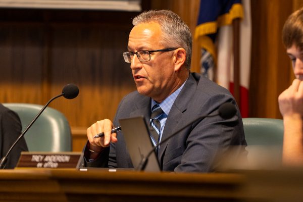 Ward 2 Rep. Tim Gartin during the Ames City Council meeting at Ames City Hall in Ames, Iowa, July 14, 2026.