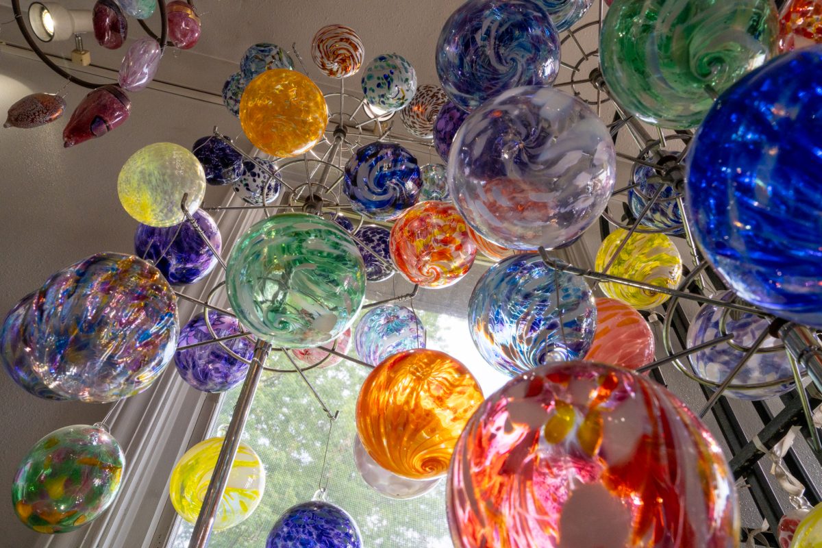 Blown glass baubles by Art Ciccotti Art Glass located in Ames, Iowa, July 3, 2026.