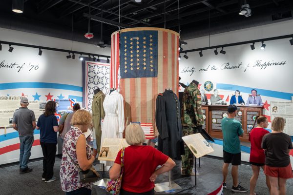 The “We the People of Ames” exhibit
at the Ames History Museum during the America 250 Big Bash in downtown Ames, Iowa, July 3, 2026.