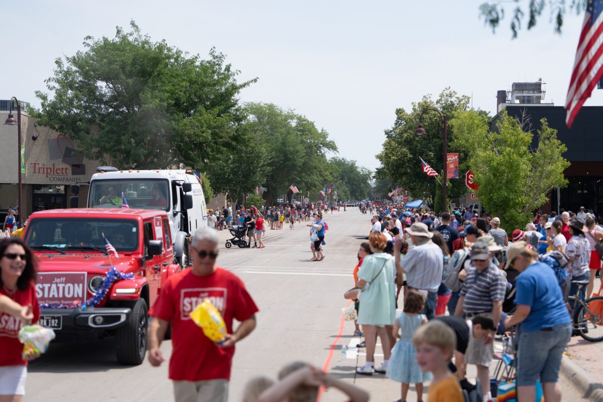 at the Ames Fourth of July parade in downtown Ames, Iowa, July 4, 2026.